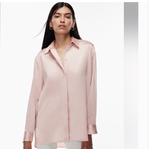 Babaton Tops - ARITZIA Babaton Industry Satin Shirt (Black)